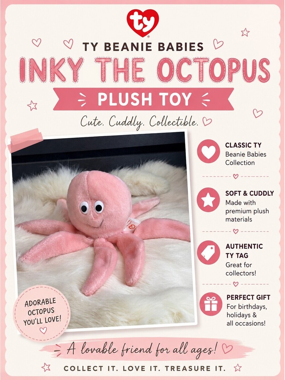 Ty Beanie Babies Inky the Octopus Plush Toy
